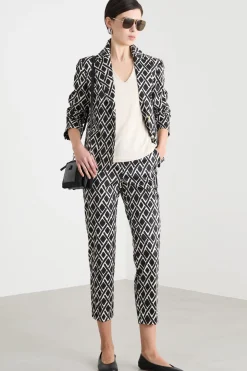 Blazer aderente con stampa geometrica - Bianco Nero