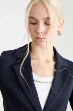 Blazer aderente in jersey - Blu
