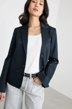 Blazer aderente in raso - Blu