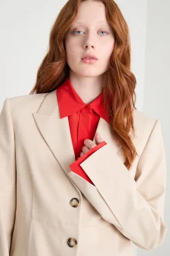 Blazer aderente in twill - Beige