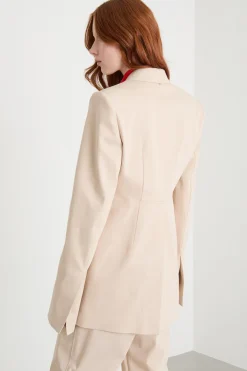 Blazer aderente in twill - Beige