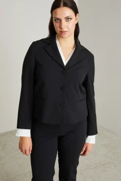 Blazer boxy in jersey compatto - Nero