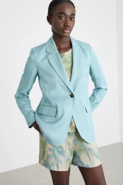 Blazer con bottone singolo - Azzurro