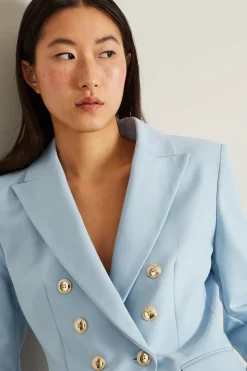 Blazer con bottoni in metallo - Celeste