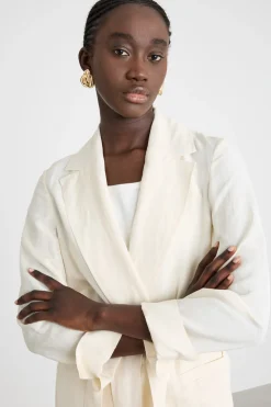 Blazer con cintura - Bianco