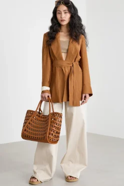 Blazer con cintura - Marrone