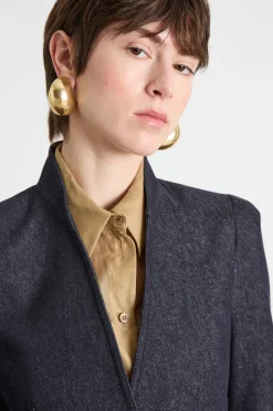 Blazer con collo in piedi - Blu