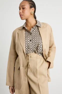 Blazer con coulisse sul retro - Beige