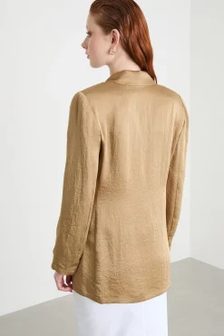 Blazer con effetto crinkle - Cammello