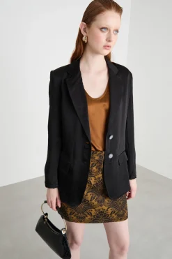 Blazer con effetto crinkle - Nero
