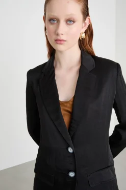 Blazer con effetto crinkle - Nero