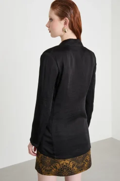 Blazer con effetto crinkle - Nero