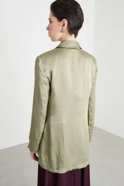 Blazer con effetto crinkle - Verde