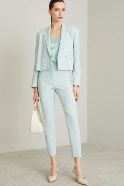 Blazer corto in cady - Azzurro