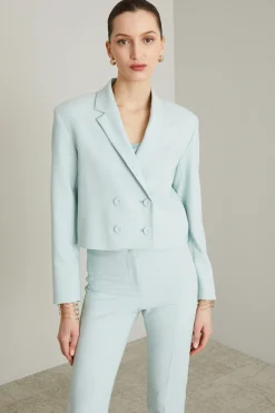 Blazer corto in cady - Azzurro