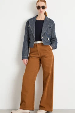 Blazer crop con impunture a contrasto - Blu