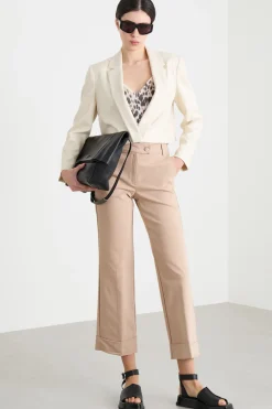 Blazer crop gessato - Avorio