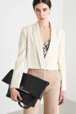 Blazer crop gessato - Avorio