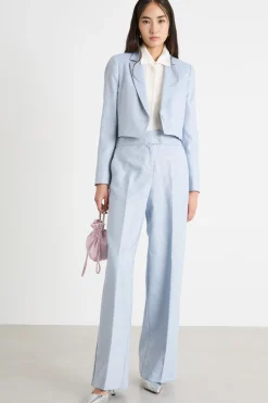 Blazer crop laminato - Azzurro