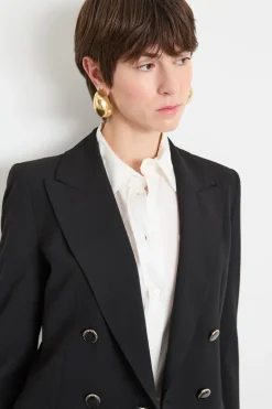 Blazer doppiopetto aderente - Nero
