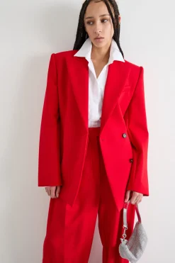 Blazer doppiopetto con abbottonatura nascosta - Rosso