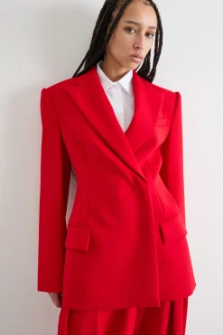 Blazer doppiopetto con abbottonatura nascosta - Rosso