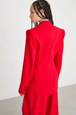 Blazer doppiopetto con abbottonatura nascosta - Rosso