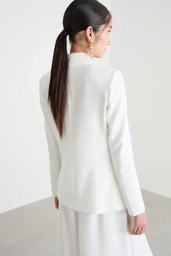 Blazer doppiopetto con bottoni rivestiti - Bianco