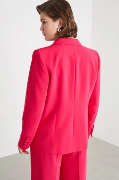 Blazer doppiopetto con bottoni rivestiti - Rosa