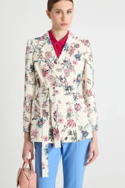 Blazer doppiopetto con cintura - Bianco