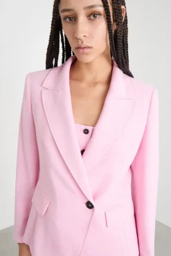 Blazer doppiopetto con maxi rever a lancia - Rosa