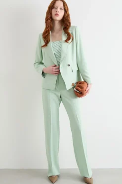 Blazer doppiopetto con maxi rever a lancia - Verde