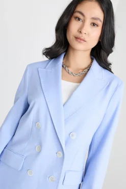 Blazer doppiopetto con rever a lancia - Azzurro