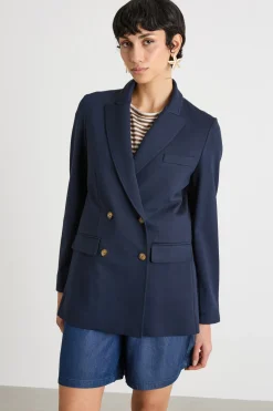 Blazer doppiopetto con rever a lancia - Blu