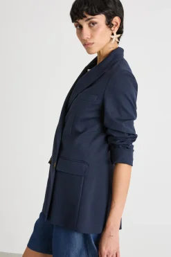 Blazer doppiopetto con rever a lancia - Blu