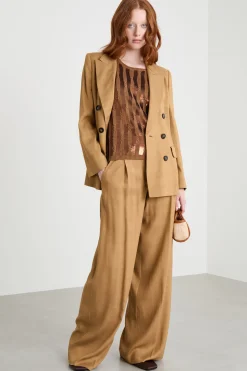 Blazer doppiopetto con rever a lancia - Cammello