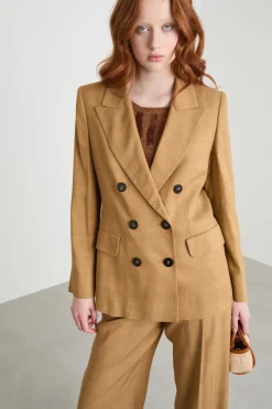 Blazer doppiopetto con rever a lancia - Cammello
