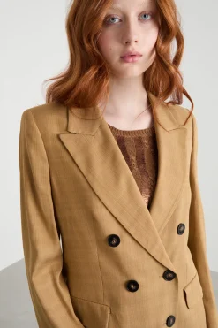 Blazer doppiopetto con rever a lancia - Cammello