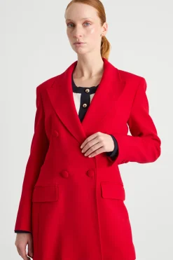 Blazer doppiopetto con rever a lancia - Rosso