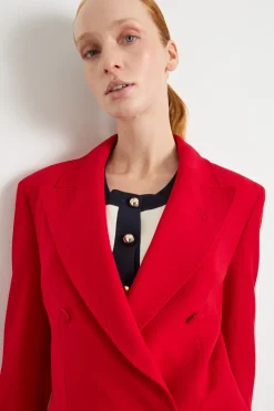 Blazer doppiopetto con rever a lancia - Rosso