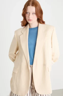 Blazer doppiopetto con taschino - Avorio