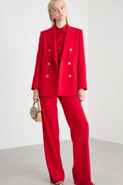 Blazer doppiopetto dritto - Rosso