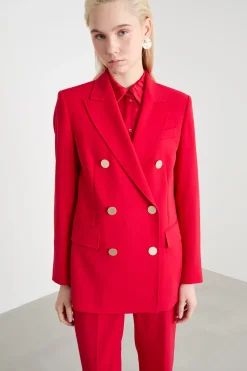 Blazer doppiopetto dritto - Rosso