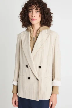 Blazer doppiopetto gessato - Avorio