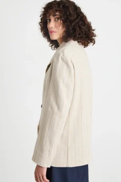 Blazer doppiopetto gessato - Avorio