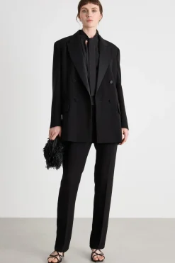 Blazer doppiopetto in cady - Nero