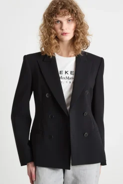 Blazer doppiopetto in cady - Nero