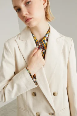 Blazer doppiopetto in cotone - Ecru