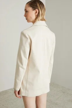 Blazer doppiopetto in cotone - Ecru