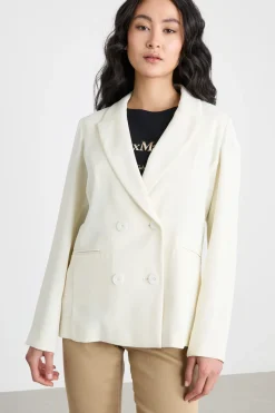 Blazer doppiopetto in crepe fluido - Bianco